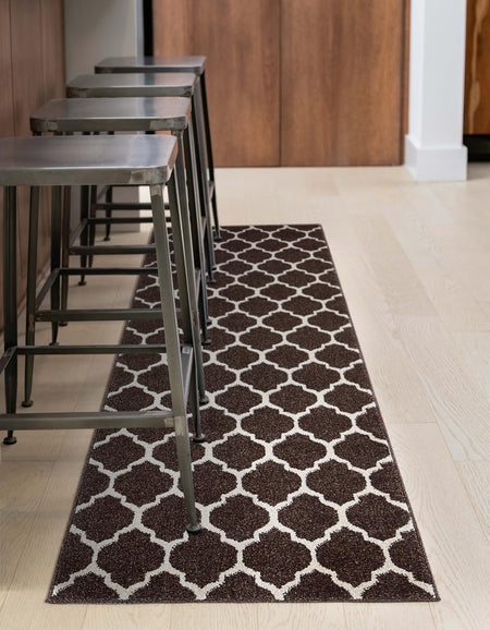 Lattice Gardens Collection Area Rug -  Bloomfield (Chocolate Brown)