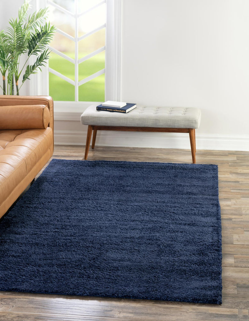 Solid Shag Seaside Collection Area Rug - Azure Cove (Navy Blue) Rectangle Navy Blue  lifestyle 2