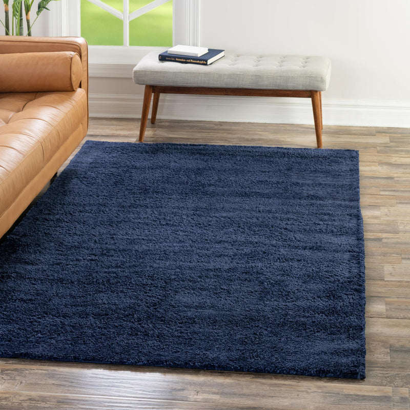 Solid Shag Seaside Collection Area Rug - Azure Cove (Navy Blue) Rectangle Navy Blue  lifestyle 16