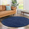 Solid Shag Seaside Collection Area Rug - Azure Cove (Navy Blue) Round Navy Blue  lifestyle 92