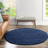 Solid Shag Seaside Collection Area Rug - Azure Cove (Navy Blue) Round Navy Blue  lifestyle 94