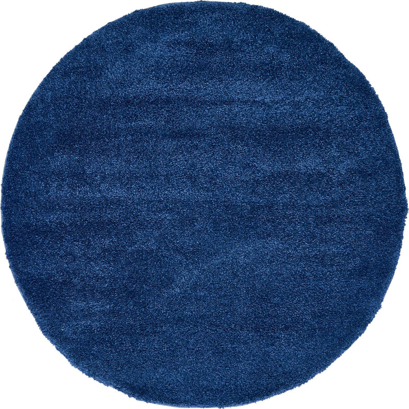 Solid Shag Seaside Collection Area Rug - Azure Cove (Navy Blue) Round Navy Blue  lifestyle 19