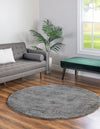 Solid Shag Seaside Collection Area Rug - Azure Cove (Gray) Round Gray  lifestyle 22