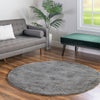 Solid Shag Seaside Collection Area Rug - Azure Cove (Gray) Round Gray  lifestyle 88