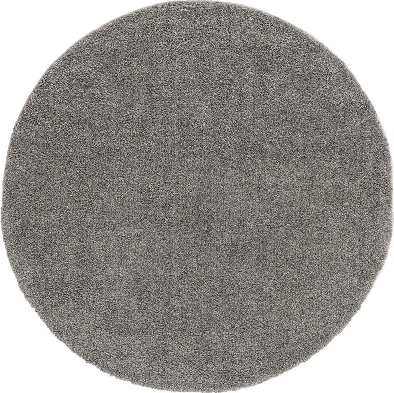 Solid Shag Seaside Collection Area Rug - Azure Cove (Gray) Round Gray  lifestyle 17