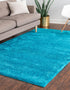 Solid Shag Seaside Collection Area Rug - Azure Cove (Turquoise)