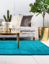 Solid Shag Seaside Collection Area Rug - Azure Cove (Turquoise)