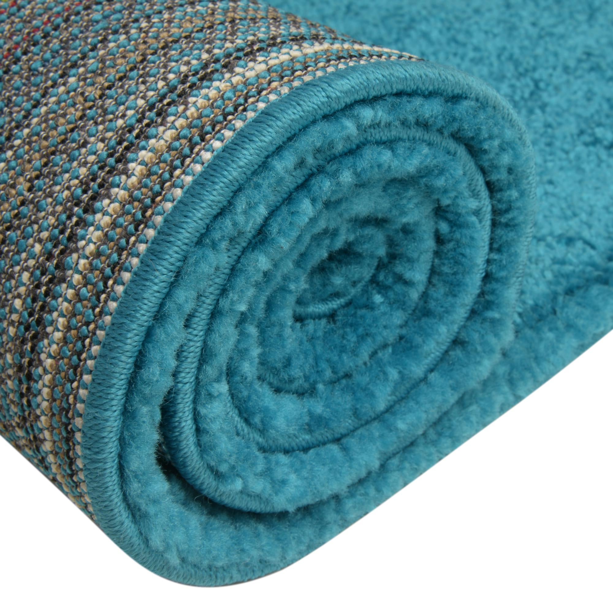 Solid Shag Seaside Collection Area Rug - Azure Cove (Turquoise)