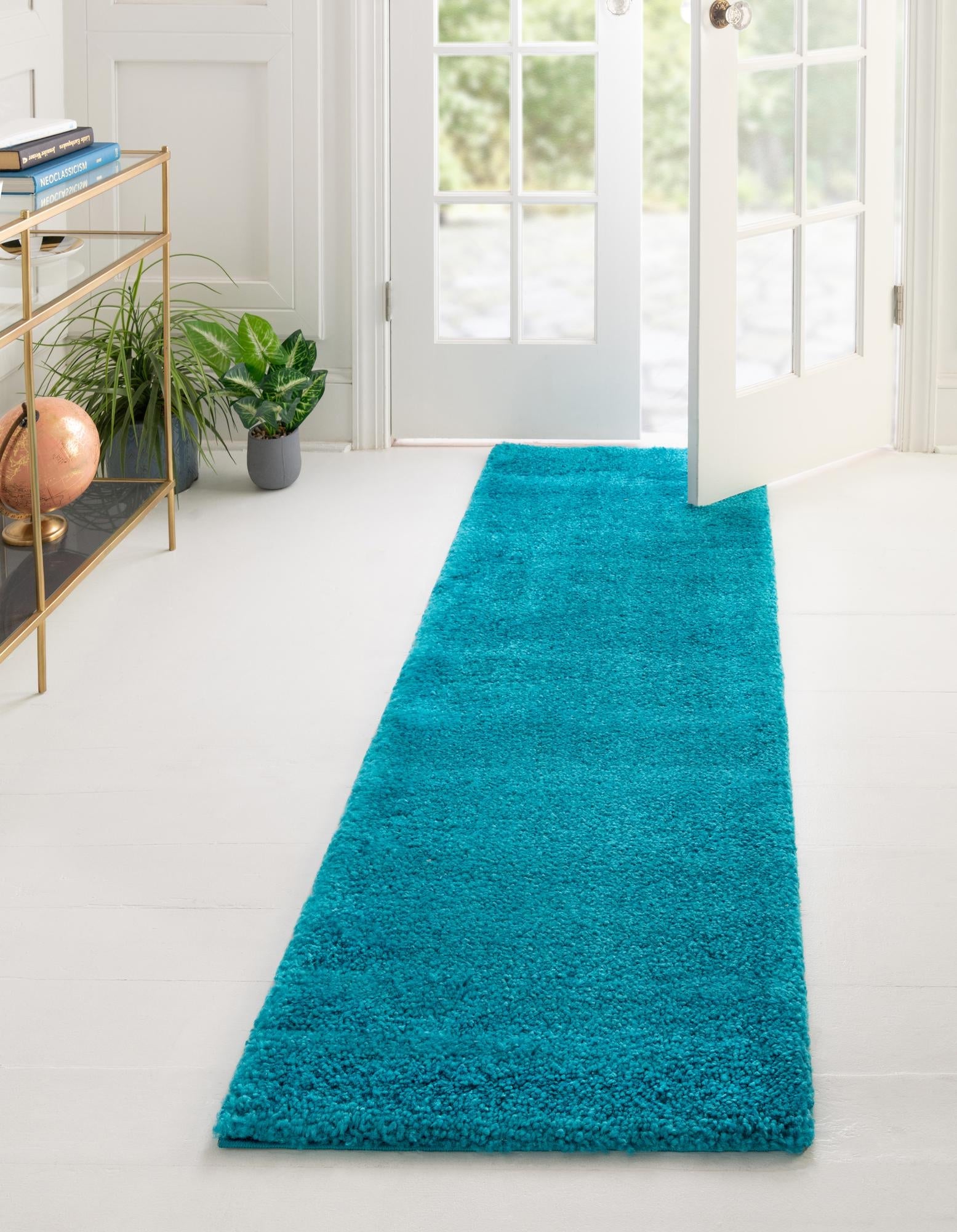 Solid Shag Seaside Collection Area Rug - Azure Cove (Turquoise)