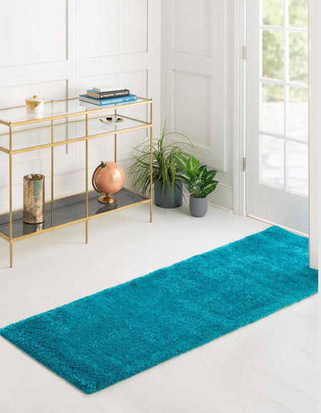 Solid Shag Seaside Collection Area Rug - Azure Cove (Turquoise)