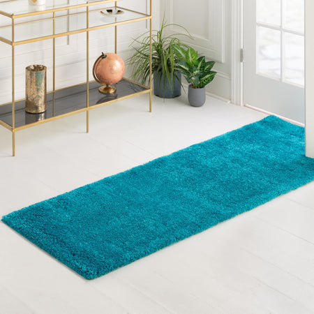 Solid Shag Seaside Collection Area Rug - Azure Cove (Turquoise)