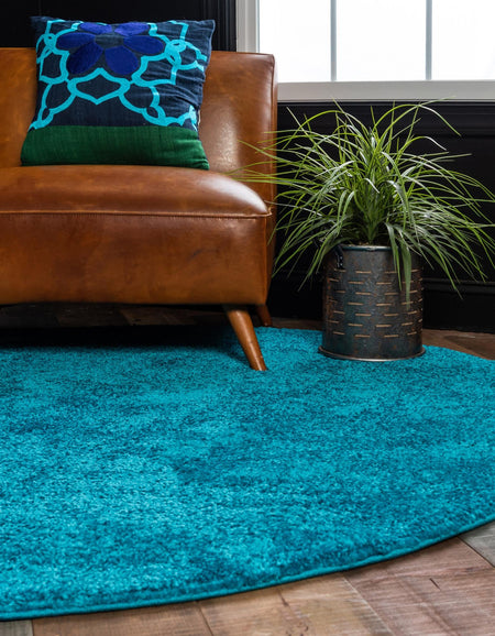 Solid Shag Seaside Collection Area Rug - Azure Cove (Turquoise)