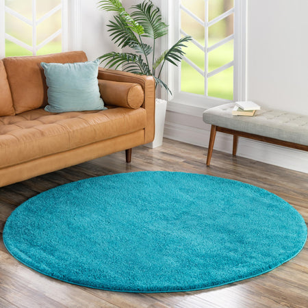 Solid Shag Seaside Collection Area Rug - Azure Cove (Turquoise)