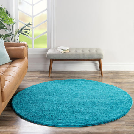 Solid Shag Seaside Collection Area Rug - Azure Cove (Turquoise)