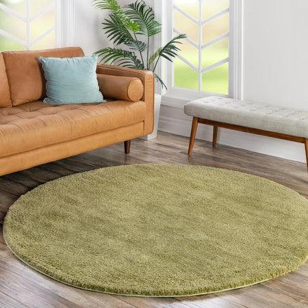 Solid Shag Seaside Collection Area Rug - Azure Cove (Light Green)