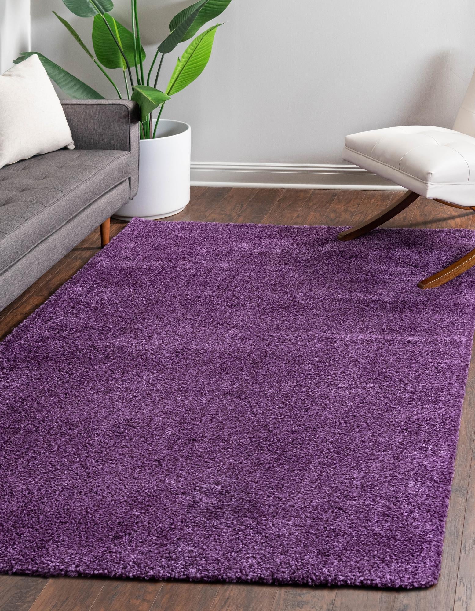 Solid Shag Seaside Collection Area Rug - Azure Cove (Violet)