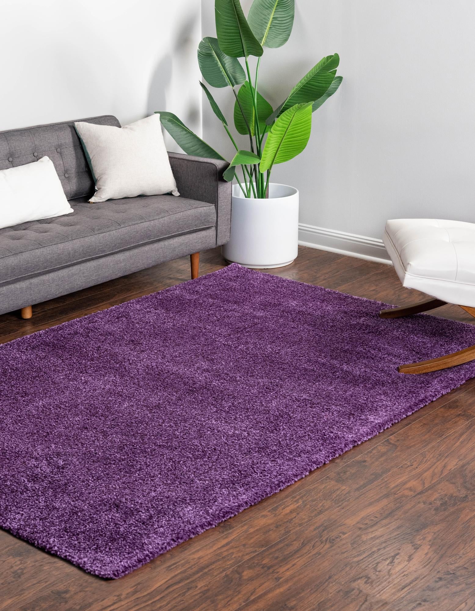 Solid Shag Seaside Collection Area Rug - Azure Cove (Violet)