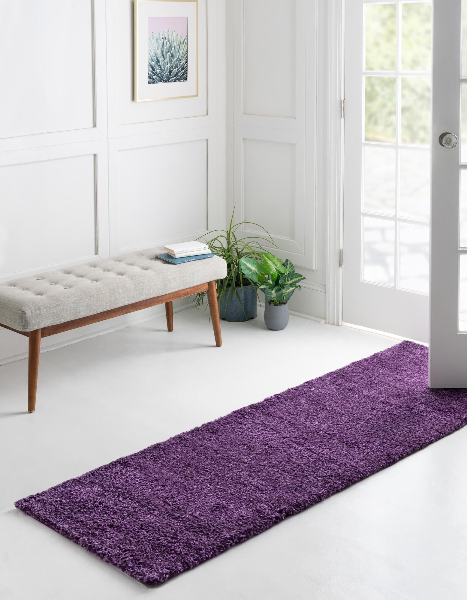 Solid Shag Seaside Collection Area Rug - Azure Cove (Violet)