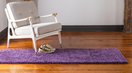 Solid Shag Seaside Collection Area Rug - Azure Cove (Violet)