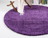 Solid Shag Seaside Collection Area Rug - Azure Cove (Violet) Round Violet  lifestyle 22