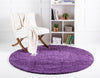 Solid Shag Seaside Collection Area Rug - Azure Cove (Violet) Round Violet  lifestyle 25