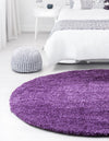 Solid Shag Seaside Collection Area Rug - Azure Cove (Violet) Round Violet  lifestyle 28