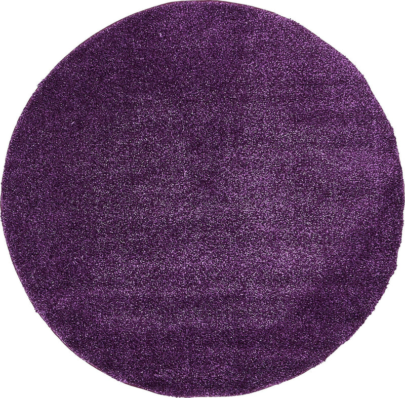 Solid Shag Seaside Collection Area Rug - Azure Cove (Violet) Round Violet  lifestyle 16