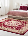 Versailles Elegance Collection Area Rug -  Montreuil Square Red  lifestyle 86