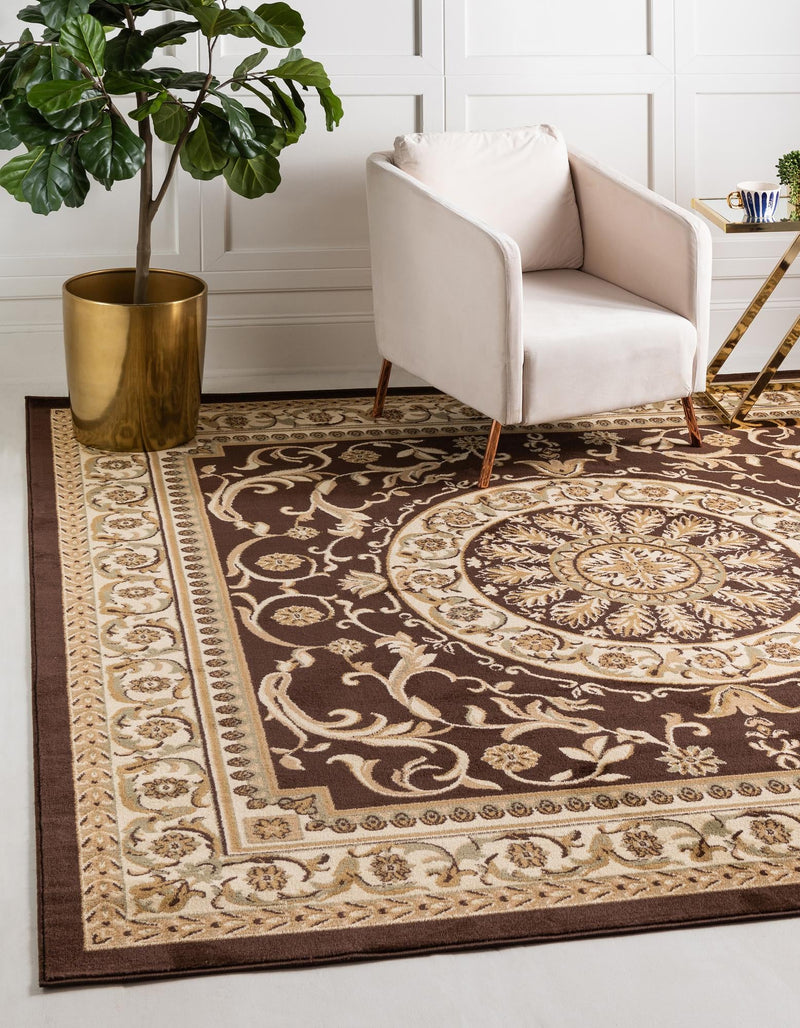 Versailles Elegance Collection Area Rug -  Montreuil Square Brown  lifestyle 49