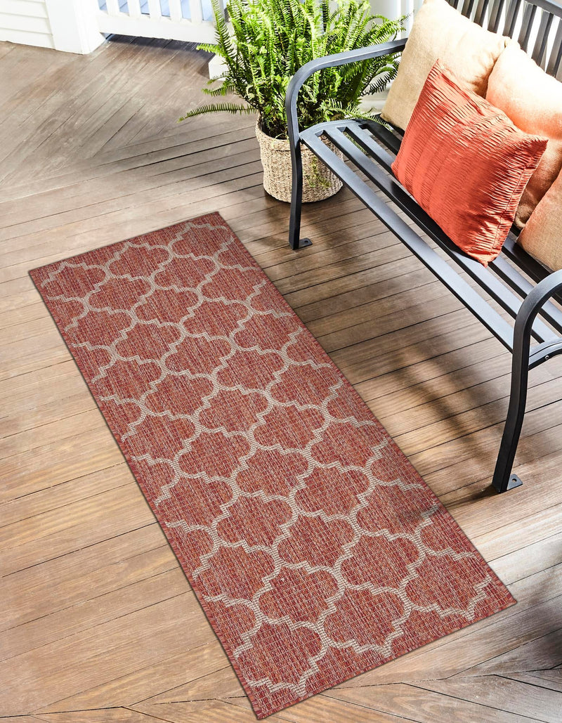 Garden Lattice Oasis Collection Area Rug - Arbor (Rust Red) Runner Rust Red  lifestyle 0