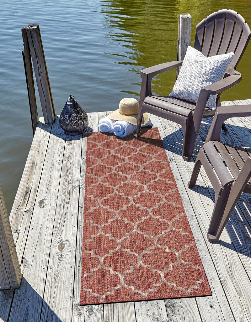 Garden Lattice Oasis Collection Area Rug - Arbor (Rust Red) Runner Rust Red  lifestyle 13