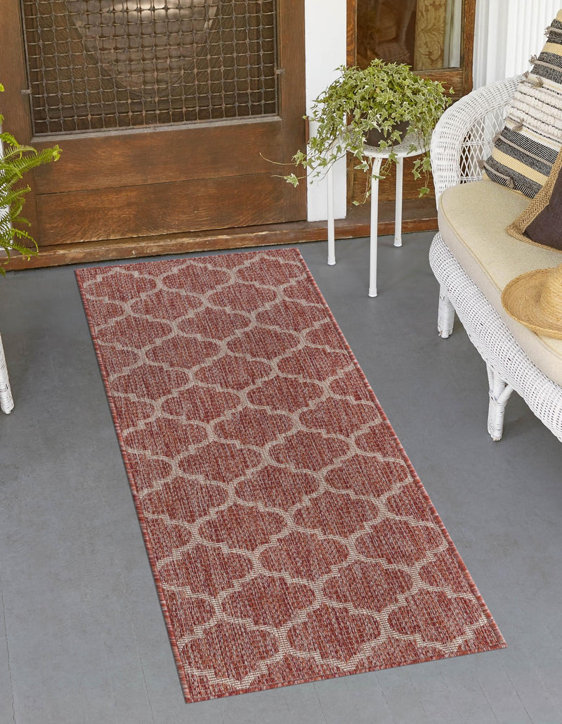 Garden Lattice Oasis Collection Area Rug - Arbor (Rust Red) Runner Rust Red  lifestyle 15