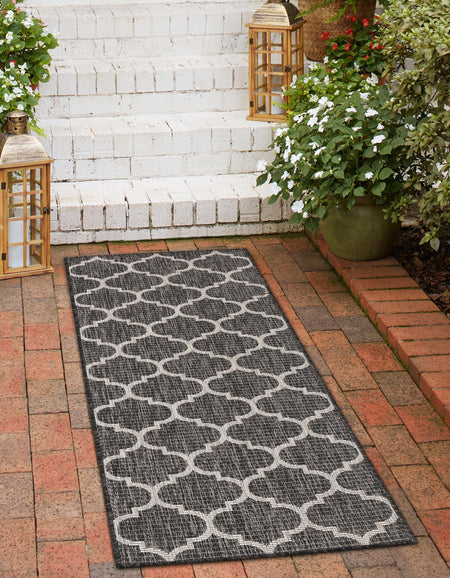 Seaside Lattice Collection Area Rug - Arbor (Black)