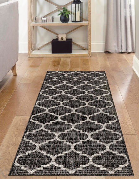 Seaside Lattice Collection Area Rug - Arbor (Black)