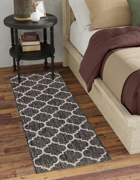 Seaside Lattice Collection Area Rug - Arbor (Black)