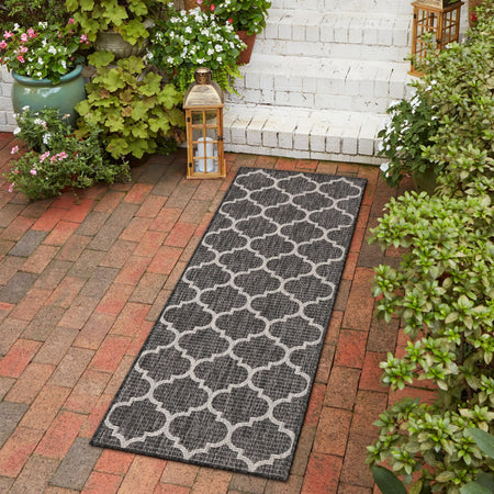 Seaside Lattice Collection Area Rug - Arbor (Black)