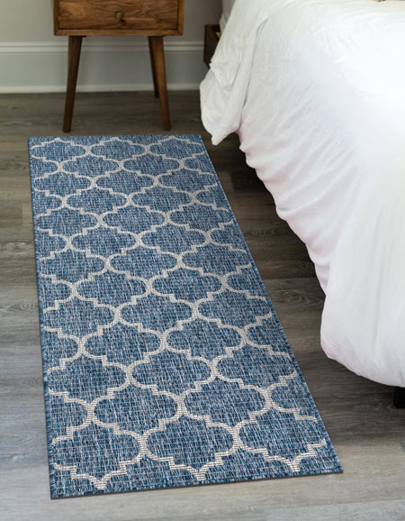 Seaside Lattice Collection Area Rug - Arbor (Navy Blue)