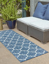 Garden Lattice Oasis Collection Area Rug - Arbor (Navy Blue) Runner Navy Blue  lifestyle 7