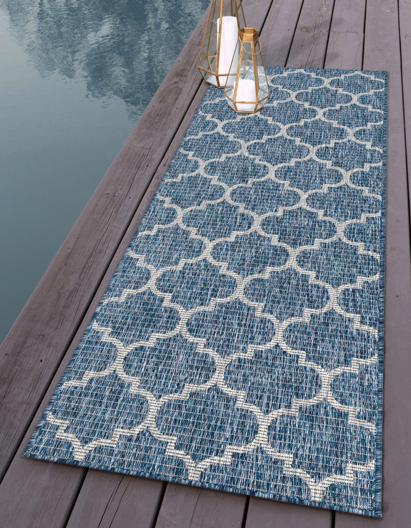 Garden Lattice Oasis Collection Area Rug - Arbor (Navy Blue) Runner Navy Blue  lifestyle 9