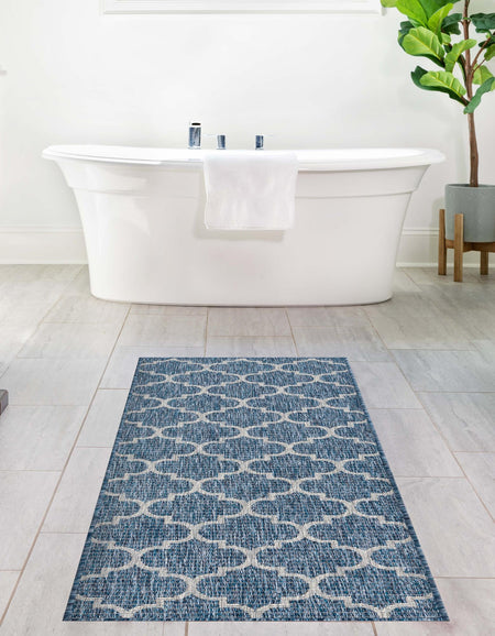 Seaside Lattice Collection Area Rug - Arbor (Navy Blue)