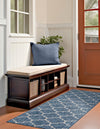 Garden Lattice Oasis Collection Area Rug - Arbor (Navy Blue) Runner Navy Blue  lifestyle 12