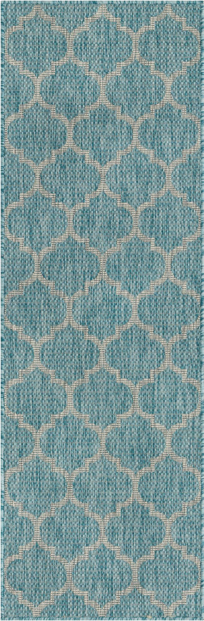 Garden Lattice Oasis Collection Area Rug - Arbor (Aquamarine) Runner Aquamarine Main