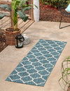 Garden Lattice Oasis Collection Area Rug - Arbor (Teal) Runner Teal  lifestyle 0