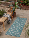 Garden Lattice Oasis Collection Area Rug - Arbor (Teal) Runner Teal  lifestyle 4