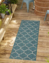 Garden Lattice Oasis Collection Area Rug - Arbor (Teal) Runner Teal  lifestyle 6