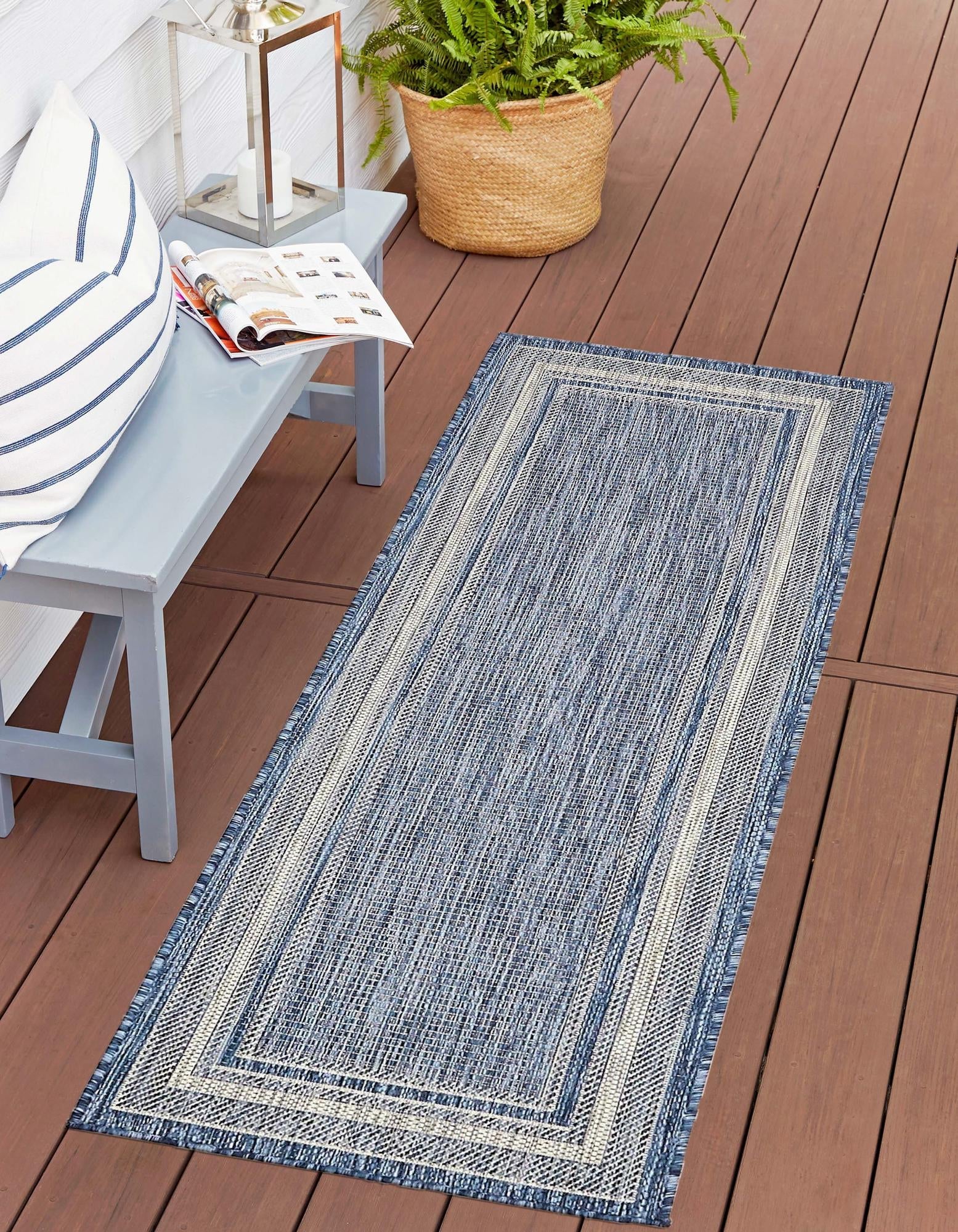 Terrace Fringe Collection Area Rug - Veranda (Blue)