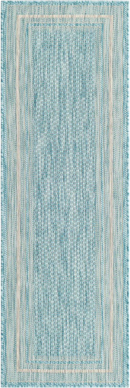 Terrace Fringe Collection Area Rug - Veranda (Aquamarine)