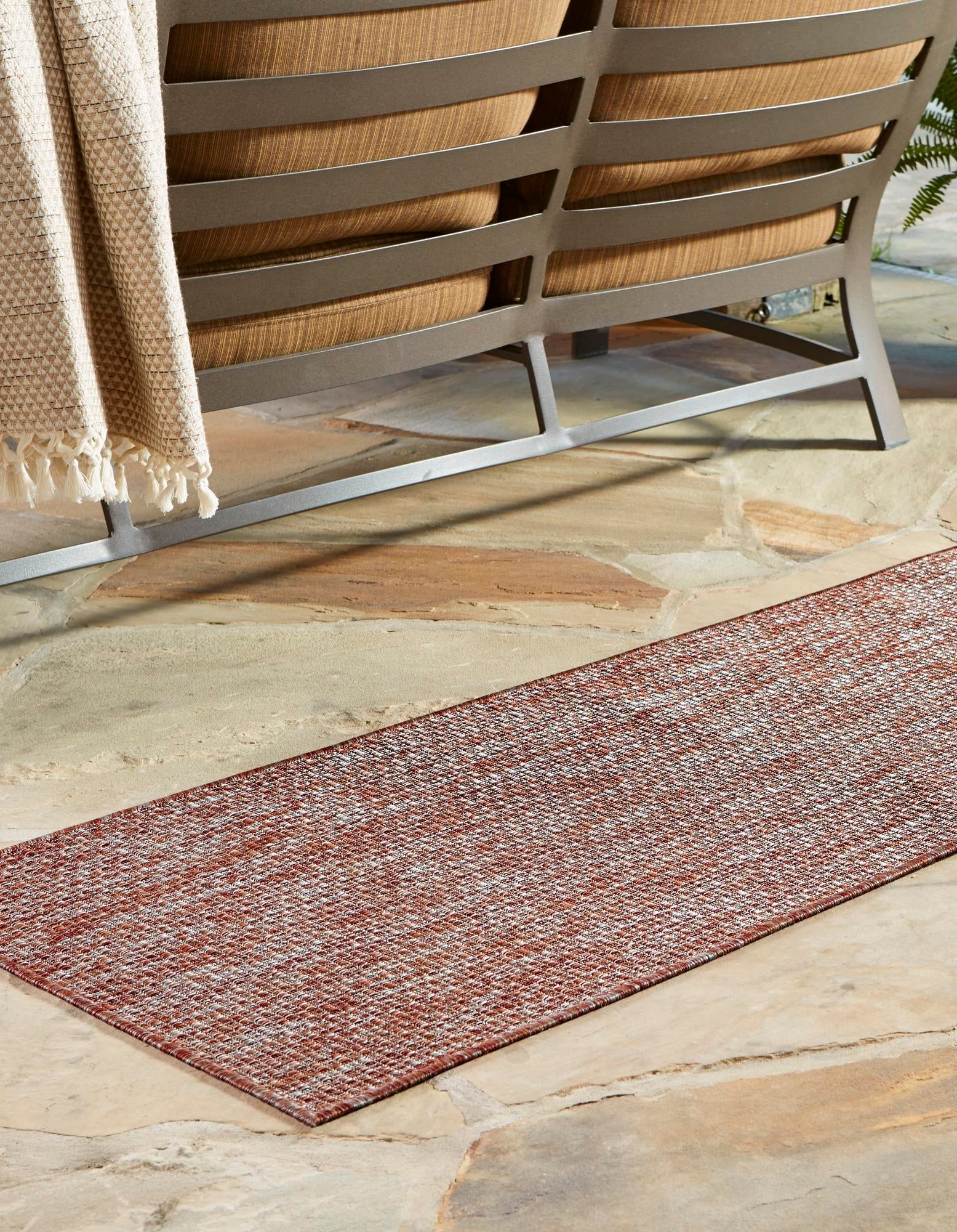 Seaside Serenity Collection Area Rug - Veranda (Rust Red)