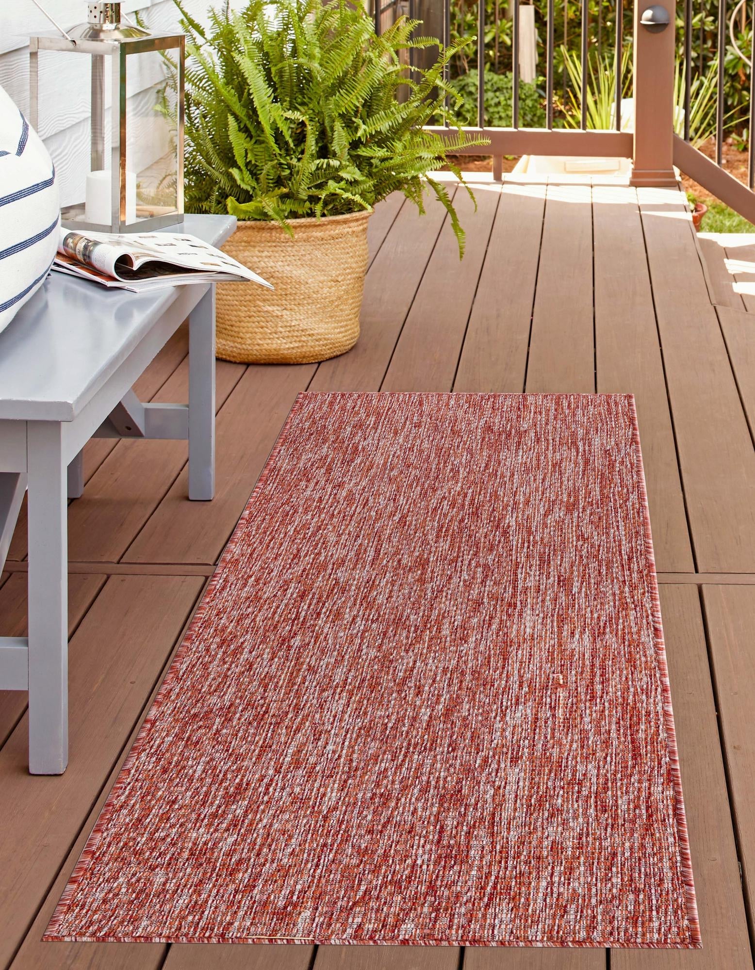 Seaside Serenity Collection Area Rug - Veranda (Rust Red)