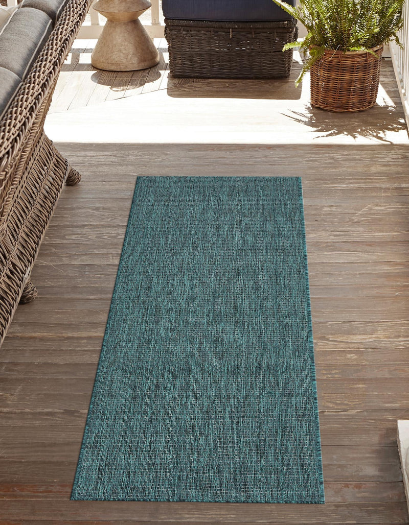 Patio Perfection Collection Area Rug - Veranda (Teal) Runner Teal  lifestyle 0